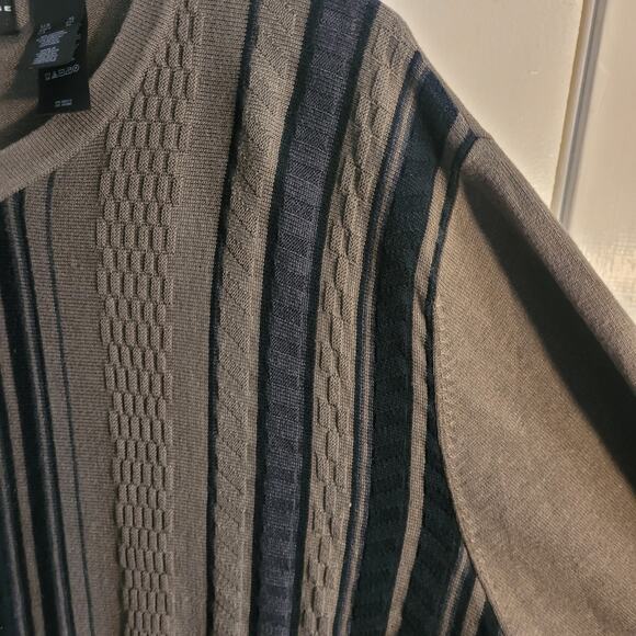 Vntg Crazy Horse Claiborne Brown Mens V-Neck Cable Rib Knit Sweater XL Heritage - Picture 4 of 10